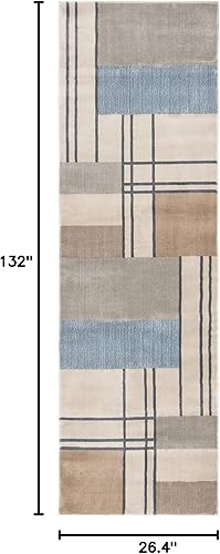 Vista 16 de SAFAVIEH Orwell Collection - Alfombra de área de 10 x 14 pies, marfil y gris pardo, diseño abstracto moderno de mediados de siglo, no desprende