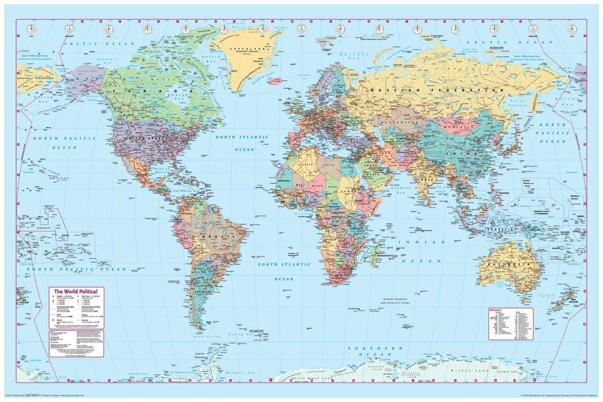 Amazon 地図 世界地図 大 ポスター 90x60cm 海外 大きい 大判 ワールドマップ 英語 英字 World Map グッズ フォト きれい おしゃれ カフェ 15 おもちゃ おもちゃ