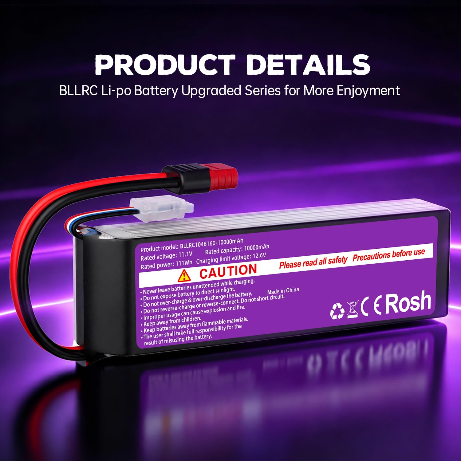 2PCS 11.1V 10000mAh 3S 80C LiPo-Akku mit T-Stecker für RC-LKW, Geländewagen, Quadrokopter, Fotodrohnen und Hubschrauber