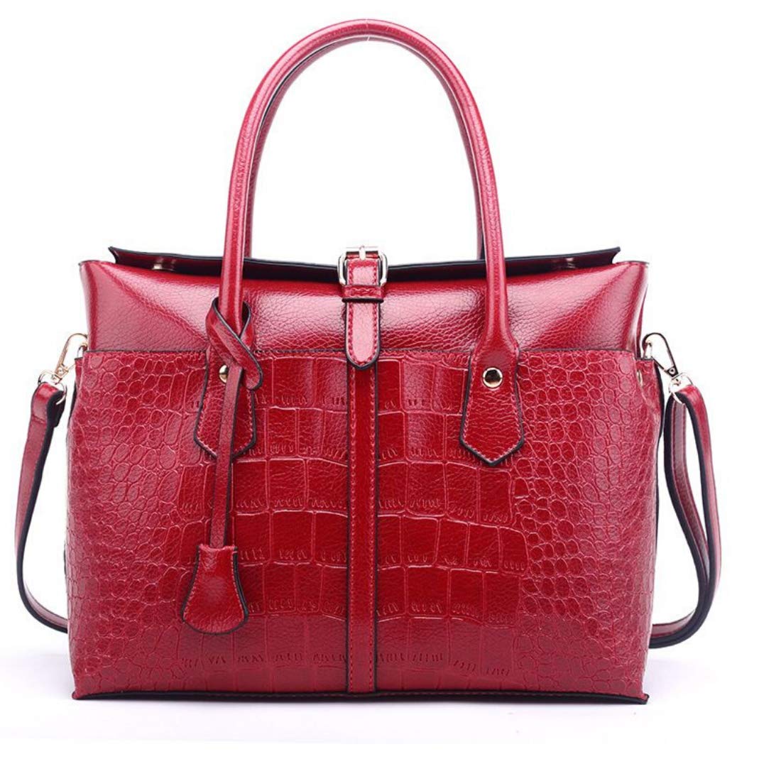 VISMIINTREND Vegan Leather Large Handle Tote Shoulder Bag for Women with Belt | Sling | Crossbody | Top Handle | Women Laptop Bag | Office Bag for Women | Work Bag - (Croco_Red) (B08CF1JZ3B) Amazon Price History, Amazon Price Tracker