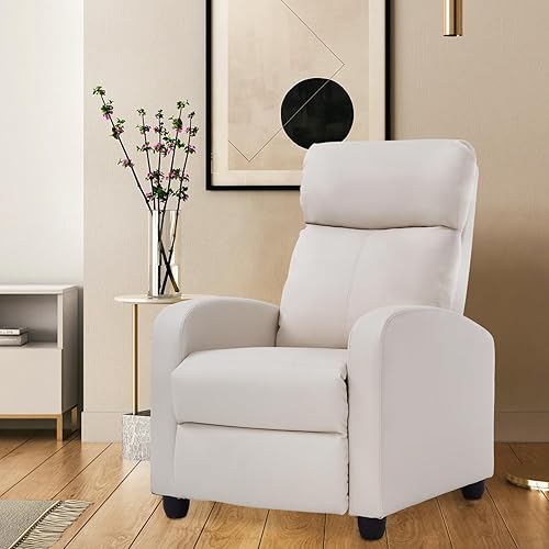 Miniatura 9 de Dopinmin Sillón reclinable de piel sintética, asiento de cine en casa con soporte lumbar, relleno de esponja de alta densidad, sillón reclinable