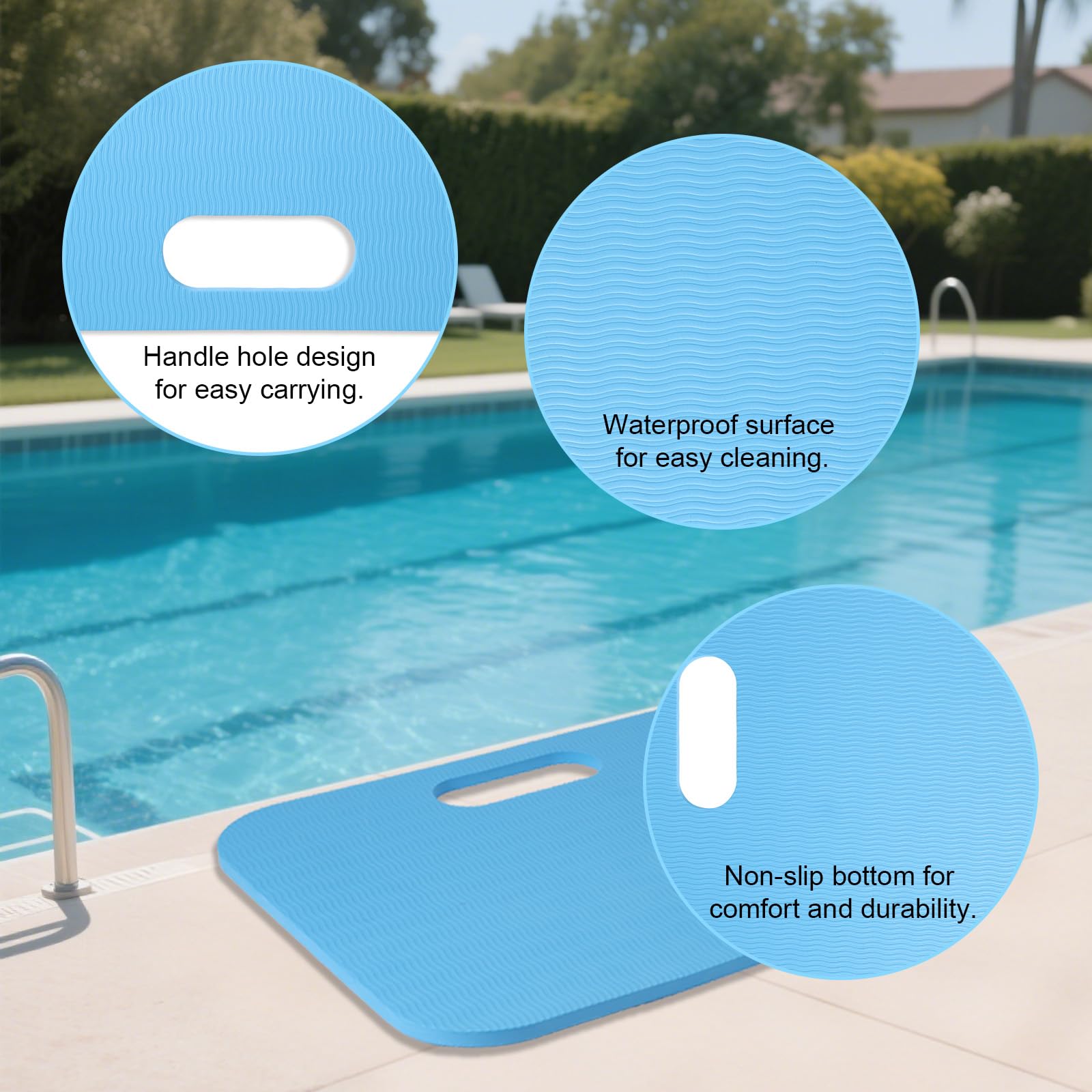 BOXOB 3uds Tapetes Sentarse Junto Piscina, 40x30x1cm Portátil Almohadilla Sentarse Playa Antideslizante Impermeable Cojines Asiento Regalo para Piscina Camping Viajes Descansar Aire Libre (Azul)