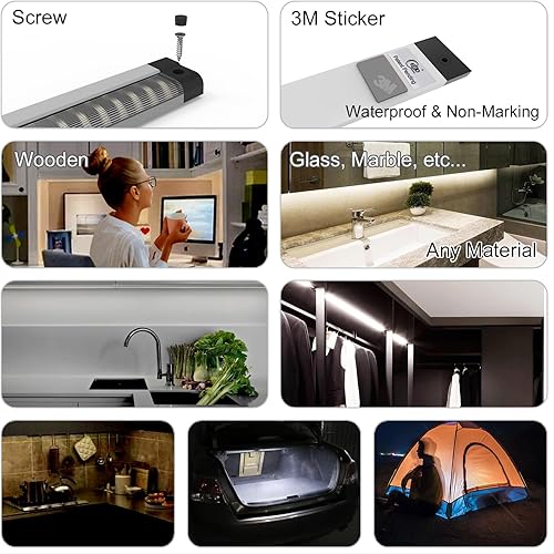 Miniatura 4 de EBD Barra de iluminación LED para debajo del gabinete, cable ajustable integrado, instalación ordenada, luces debajo de la encimera, para cocina,