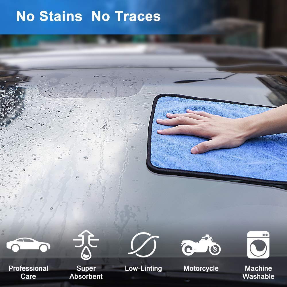 Auto Hub Microfiber Car Cleaning Cloth and Wash Mitt Kit - Includes Ultra Soft 600 GSM Extra Large (30x40 CM) Microfiber Cloth for Car and Dual Sided Chenille Microfiber Wash Mitt 1700 GSM 4