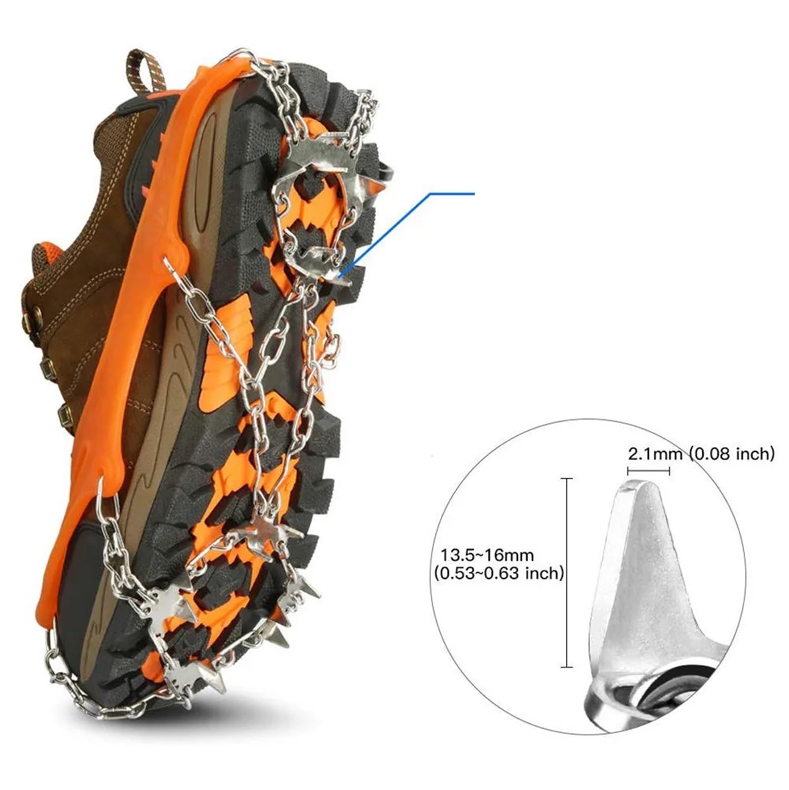 8 denti in acciaio pinza for ghiaccio punta for scarpe antiscivolo arrampicata punte da neve ramponi tacchetti catena artigli impugnature copri stivali per Scarpe da Neve, Protezione sicura