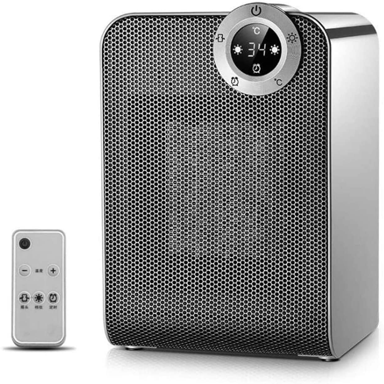 Calentador Duradero Calefactor-Estufas eléctricas Calefactor de cerámica con Control Remoto Termostato Digital con Pantalla táctil Calentador de Ventilador