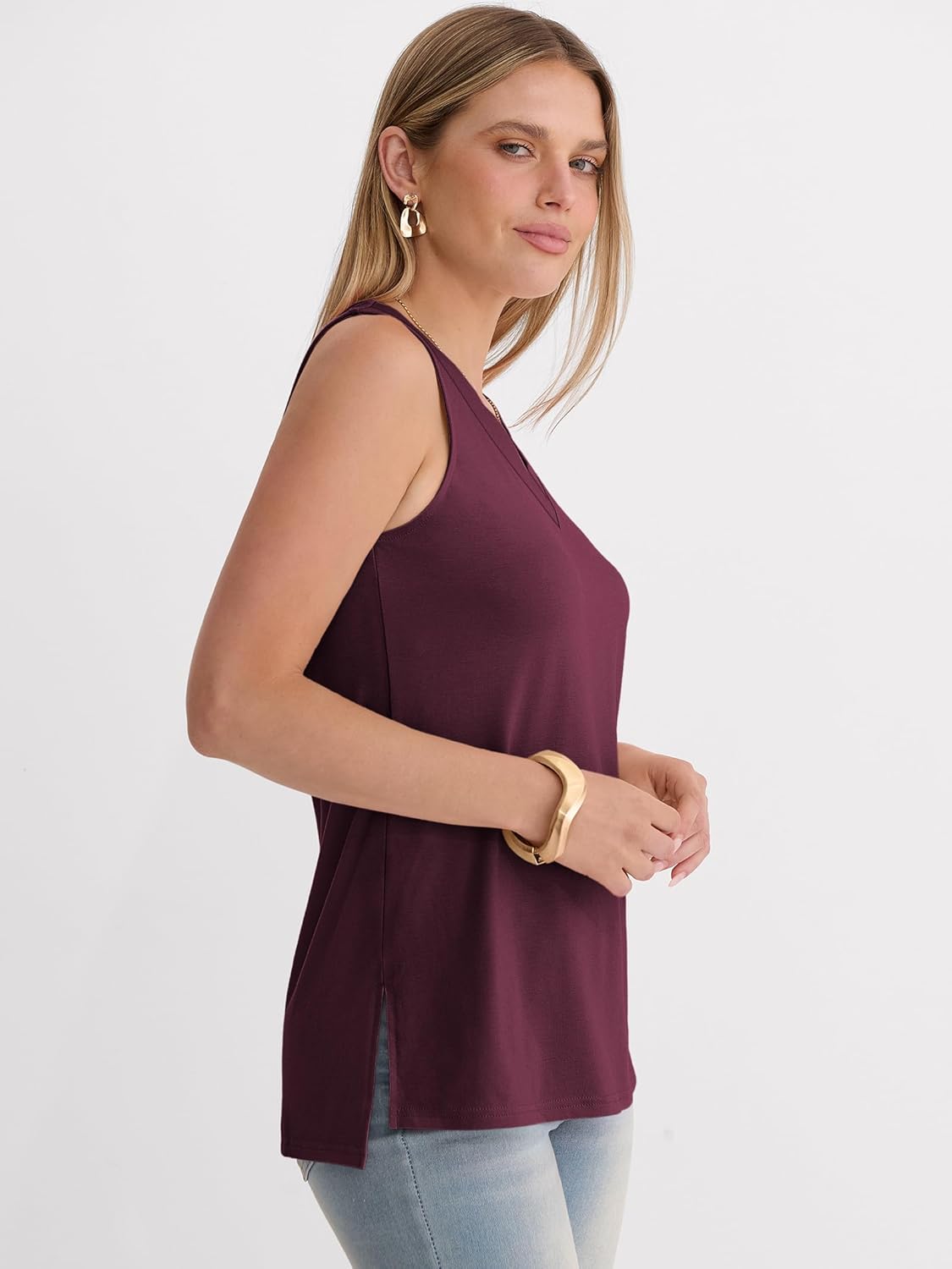 ANRABESS Tank Tops for Women Summer V Neck Sleeveless Basic Tee Casual Loose Fit Shirts 2026 Spring Beach Vacation Clothes - Image 5