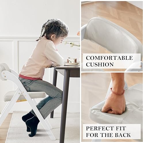 Miniatura 7 de ALeesing Sillas plegables con asientos acolchados, juego de 2 sillas plegables de madera, sillas de comedor plegables apilables de 31 pulgadas,