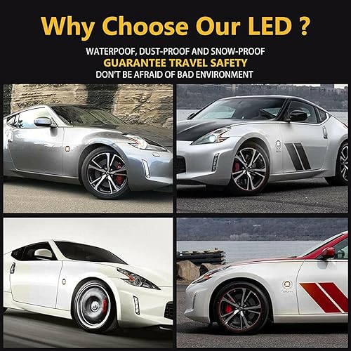 Miniatura 8 de GTINTHEBOX Luz de marcador lateral LED blanca ahumada secuencial dinámica para Nissan 370Z Z34 2009-2020, 2003-2009 350Z Z33, lámpara repetidora de