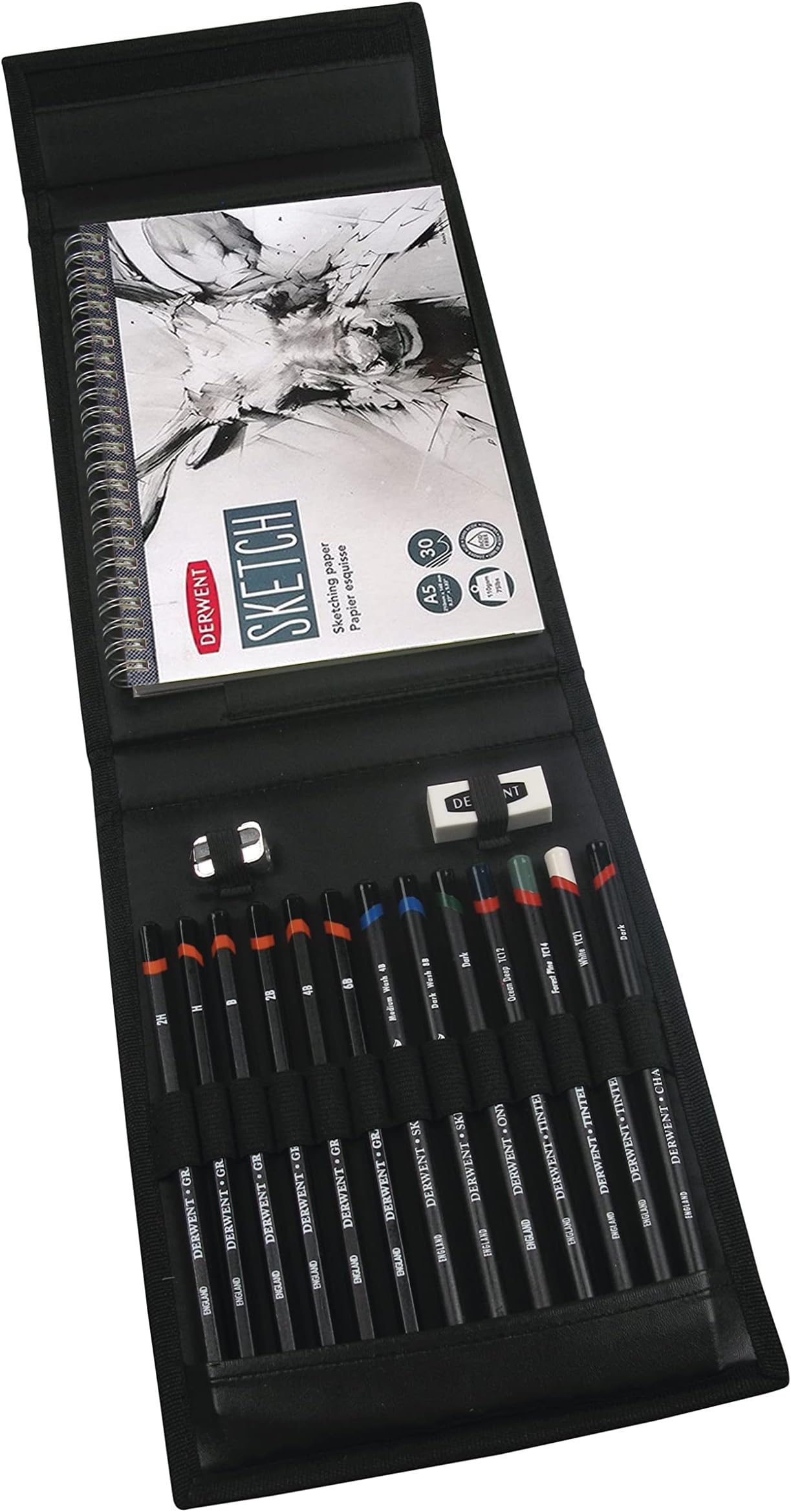 Derwent Sketching Set with Mixed Media Sketching Pencils, Sketching Wallet, Sketch Book & Accessories, Professional Quality - 2300218