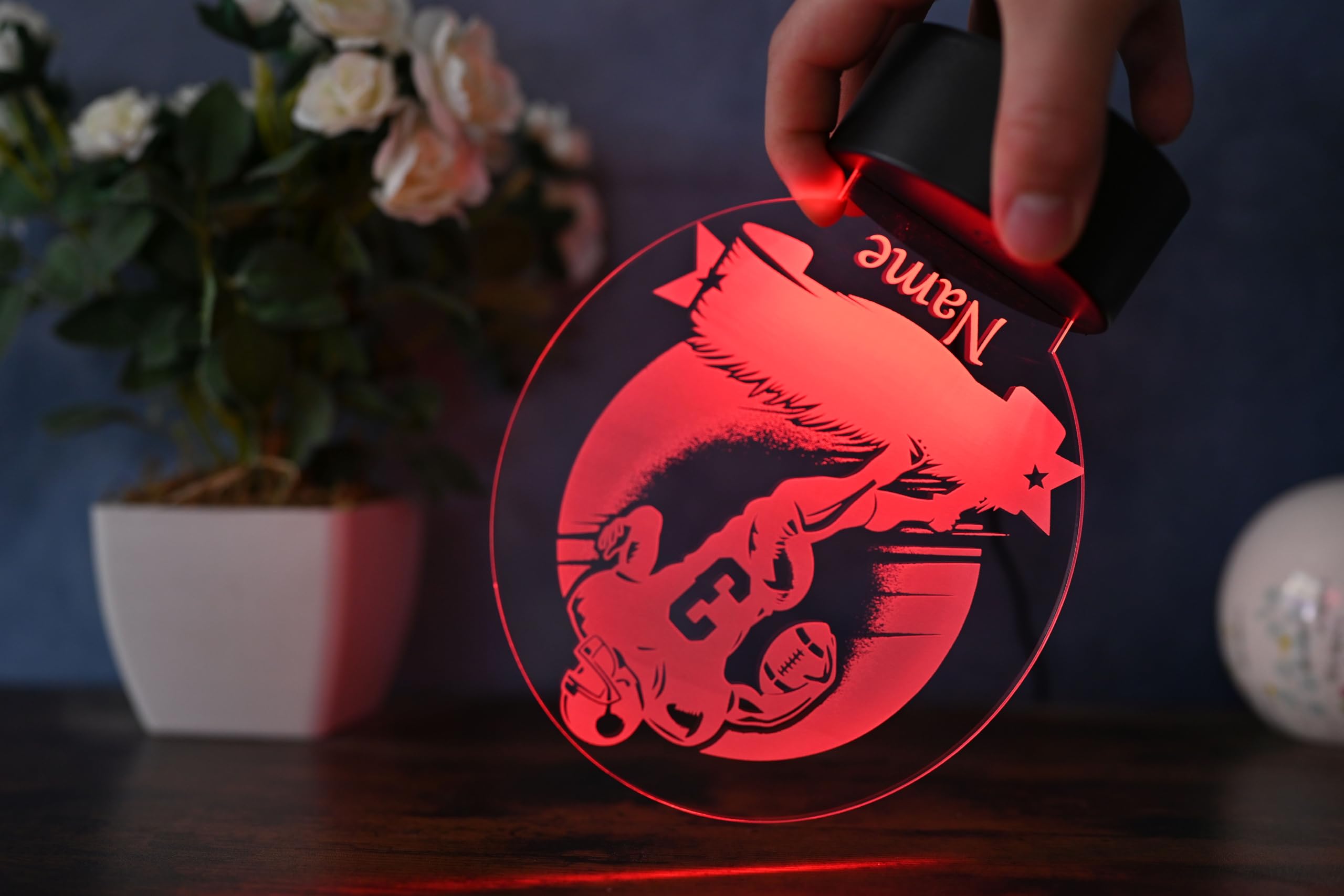 Personalisierte LED Football Lampe – Dekoration für american football spieler und fans