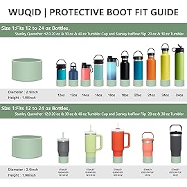 WUQID Protective Silicone Boot Sleeve for 12oz-40oz Hydro Sport Flask/Stanle Water Bottles Tumbler Anti-Slip Bottom Sleeve Cover for All Water Bottles Bottom Width of 2.83-2.95in