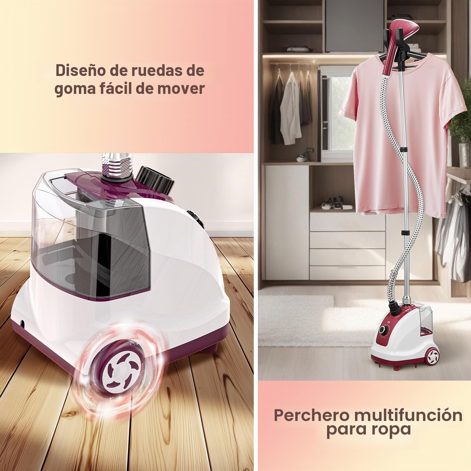 Cozary Plancha Vertical Vapor, 1950 W Ferro a Vapor Vertical con Depósito de 1.35L, 11 Funciones, Vaporizador de Ropa Steamer para Cuidado de Tejidos