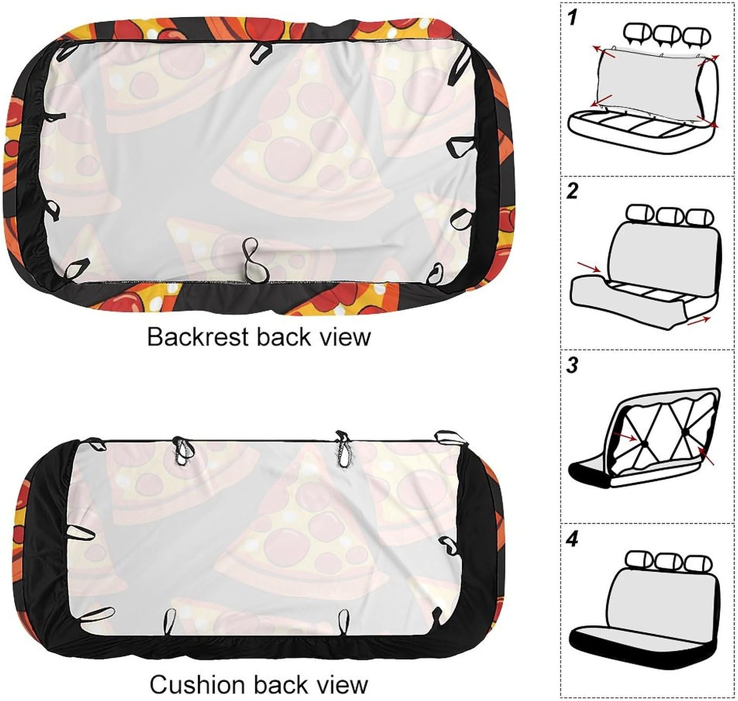 Pizza Slice Car Seat Cover Print Rear Bench Seat Cover Car Seat Protector Car Interior Accessories for Women Men