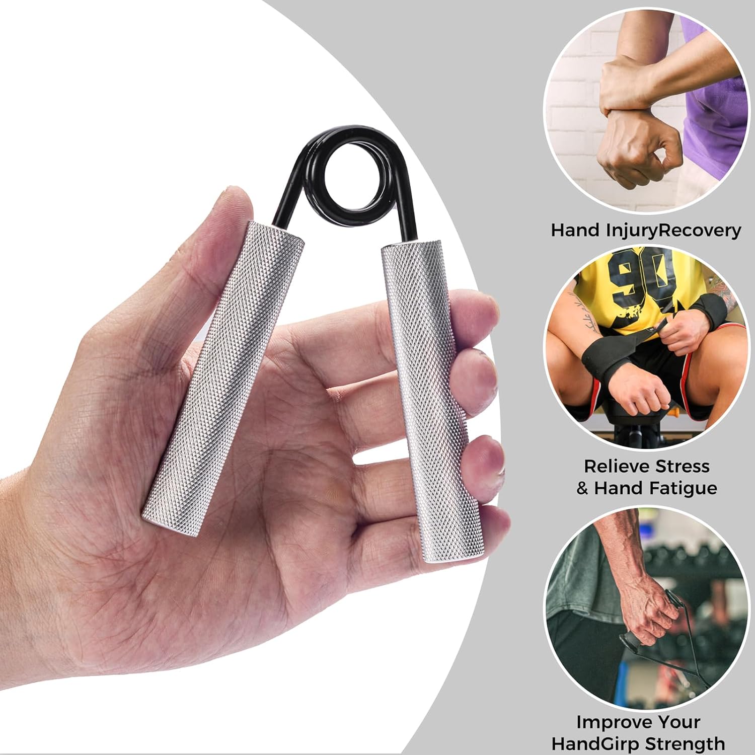 Grip Strength Trainer 4 Pack,Metal Grip Strength Set 50lb-200lb Hand Grip Gripper Strengthener,Finger Strength Training,Exercise Wrist Forearm Strengthener Muscle Building and Injury Recovery