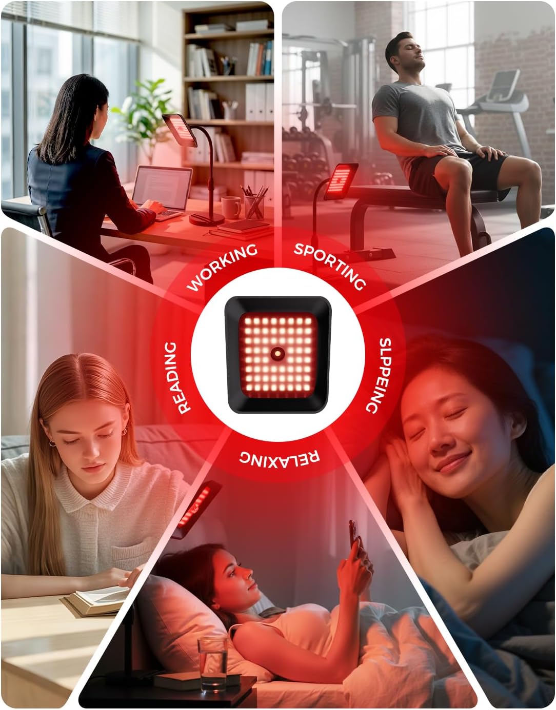 Red Light Therapy for Face and Body, 3 LED Wavelength 660nm 730nm 850nm Infrared Light Therapy Desk Lamp with 360°Adjustable Head & Phone Stand, Home Office Travel Portable Use w/Glasses, Ideal Gift - Image 9