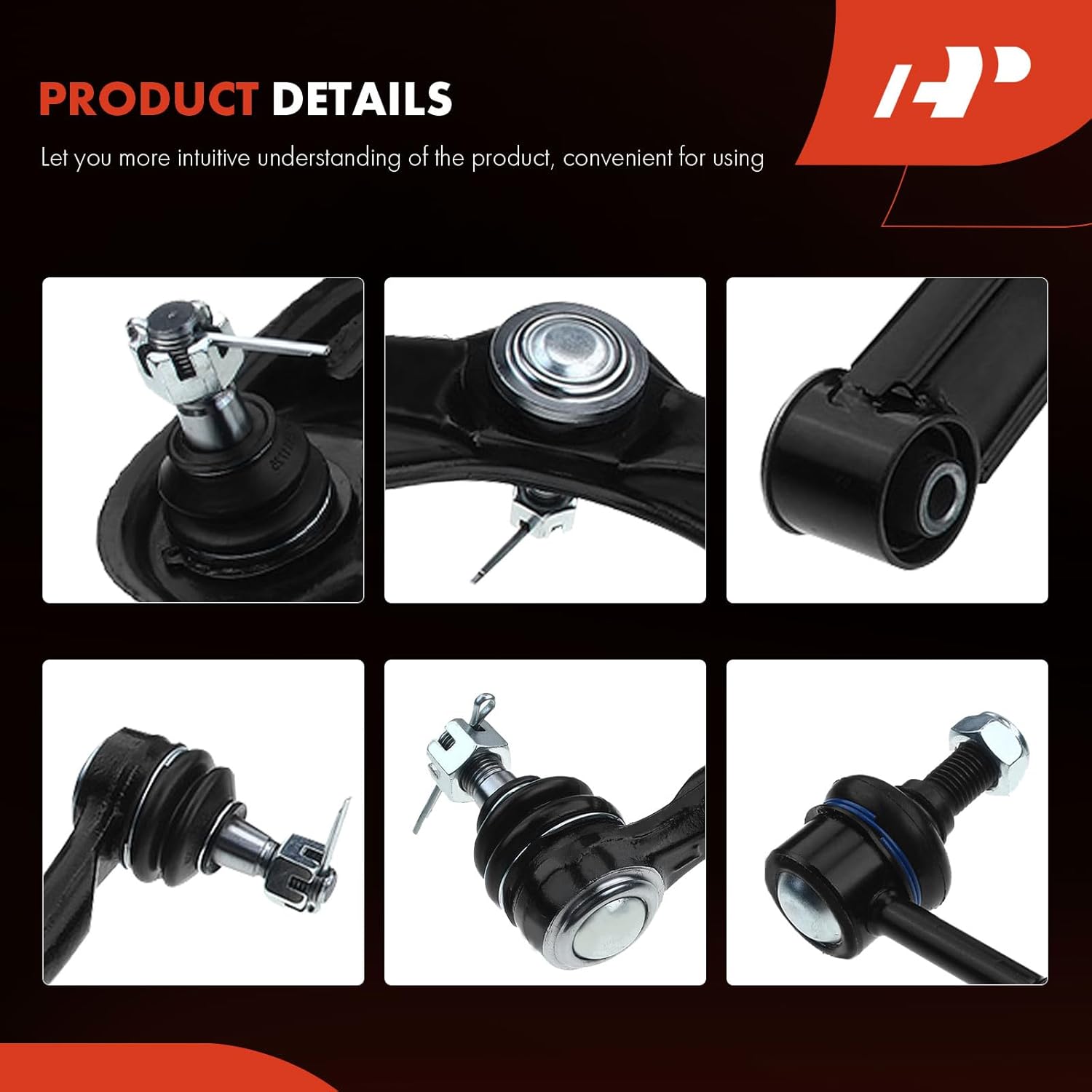 A-Premium Set of 6, Front Upper Control Arm, Sway Bar Link, Outer Tie Rod End, Compatible with Nissan Pathfinder Armada 2004, Armada 2005-2015, Titan 2004-2015, Infiniti QX56 2004-2013