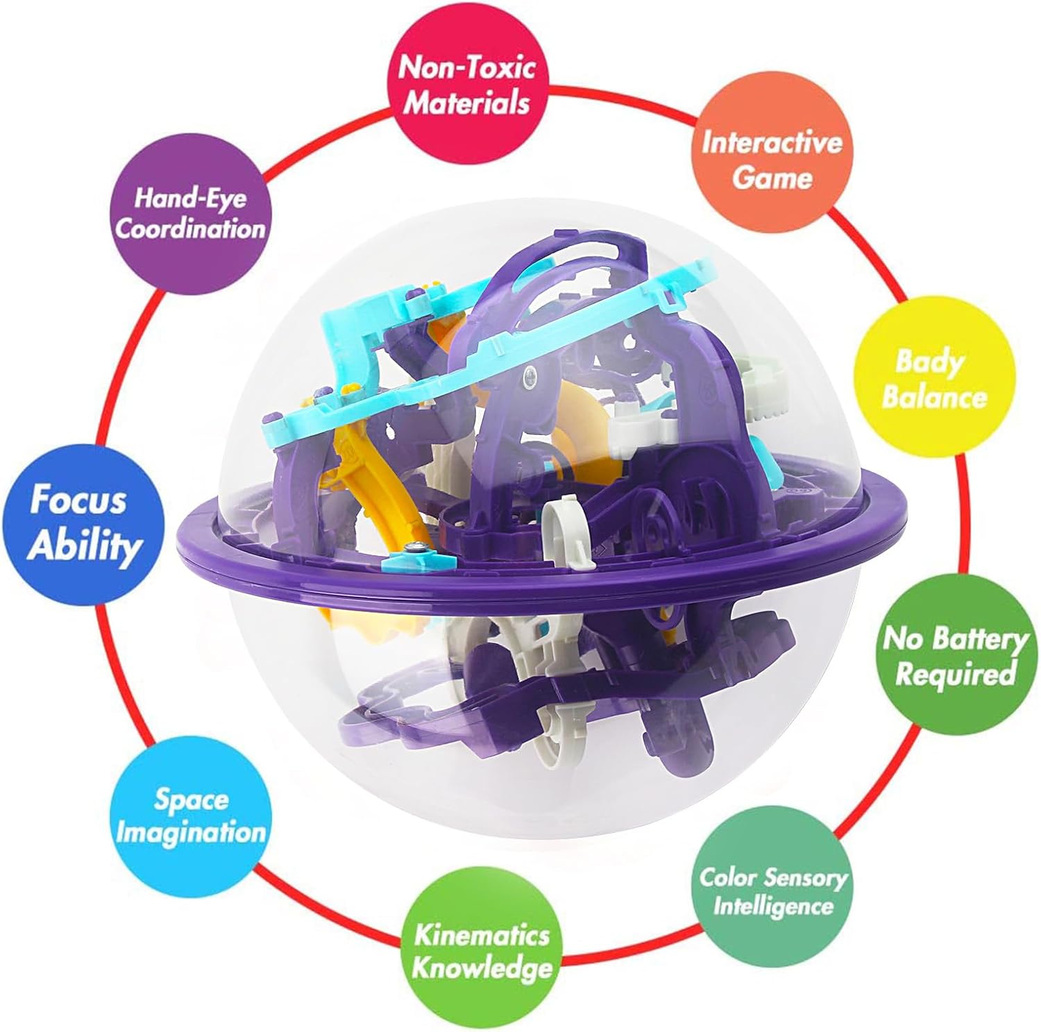 Maze Ball, 3D Interactive Maze Sphere Game (16cm,6.3’’) with 118 Obstacles Labyrinth Puzzle Ball Kids Education Toys Magical Brain Teasers Boy Gifts