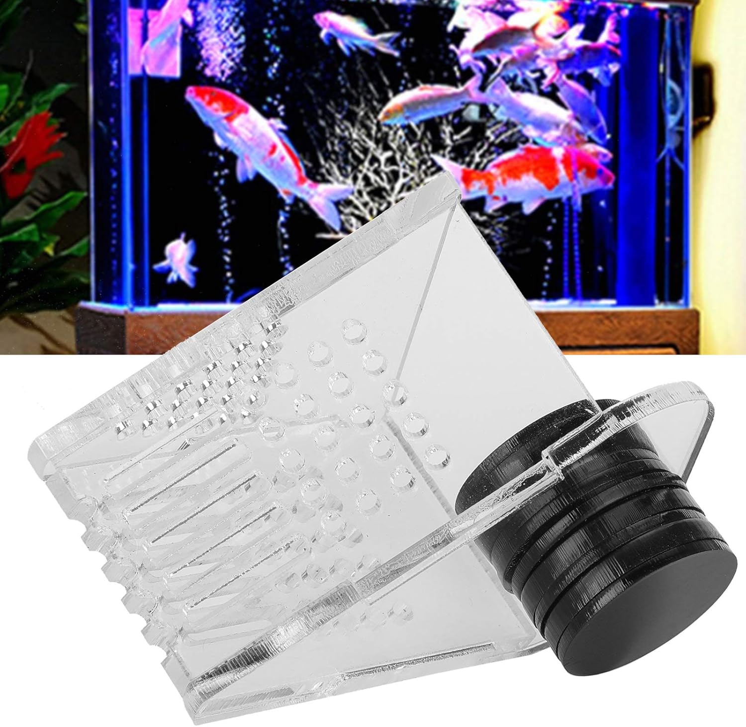 HEEPDD Acrylic Magnetic Fish Feeder, V Shape Red Cone Shrimp Feeder with Tweezer for Aquarium
