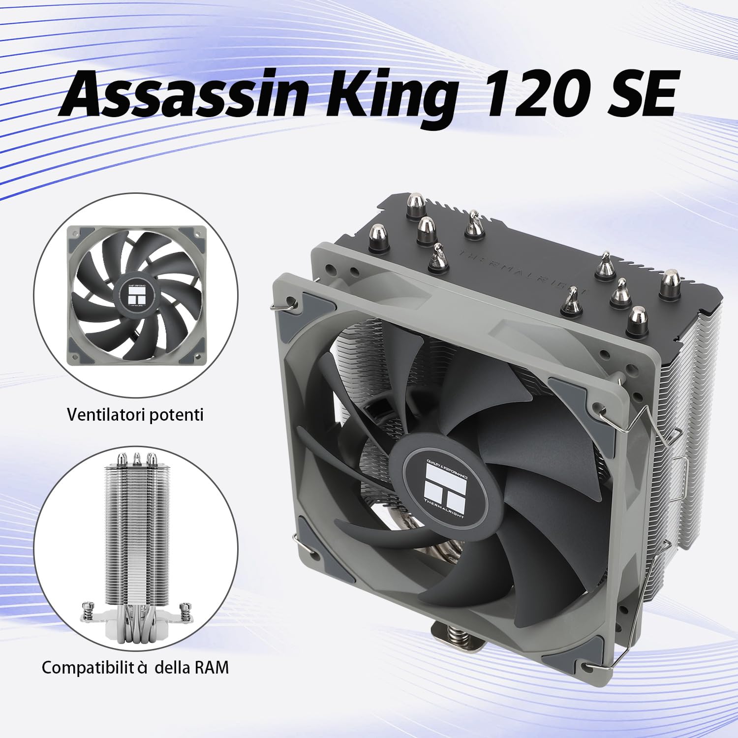 TR Assassin King 120SE chłodziarka powietrza do procesora, 5 podkładek przewodzących ciepło, TL-C12C PWM cicha chłodnica procesora z łożyskiem S-FDB, do AMD AM4/Intel 1150/1151/1200/1700