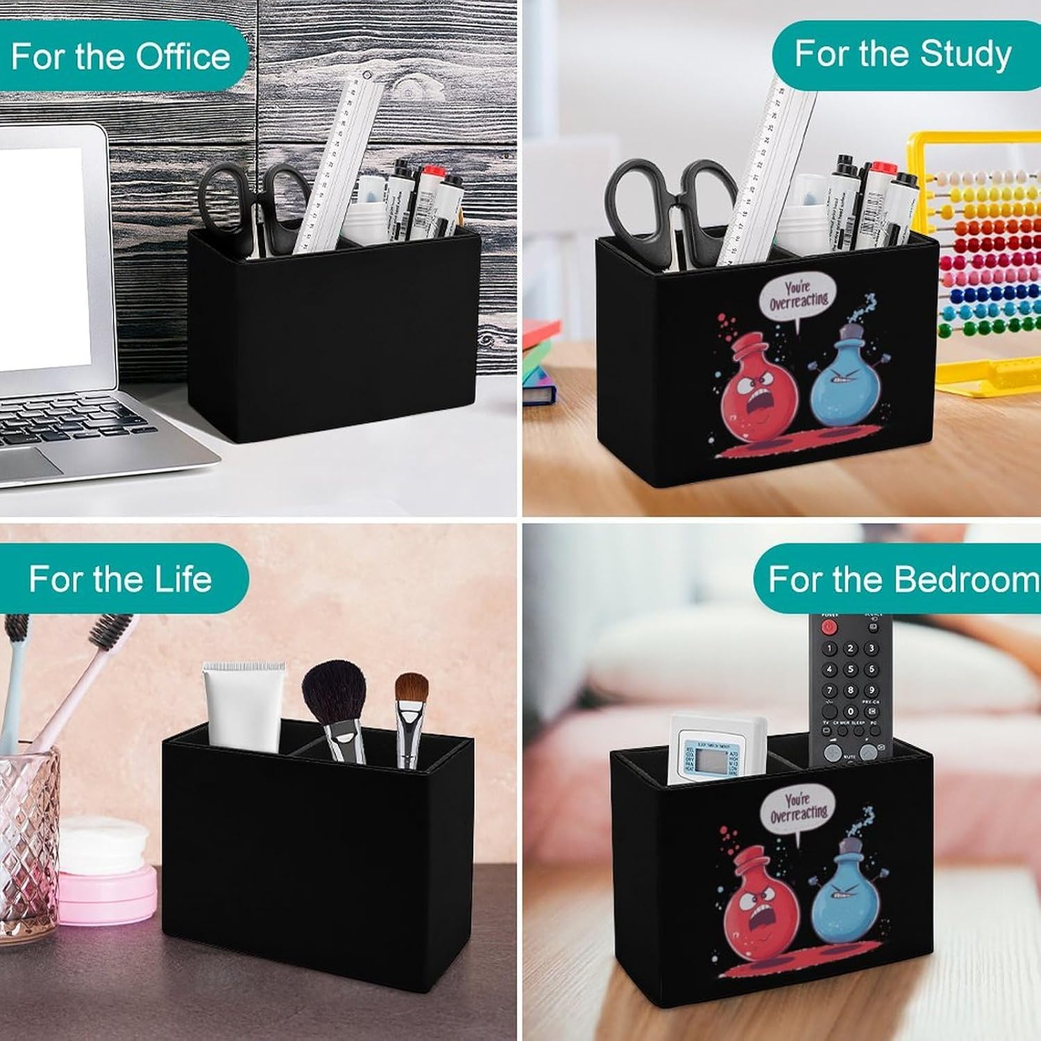 You're Overreacting Funny Chemistry Pencil Pen Holder PU Leather Desk Storage Organizer Makeup Brush Box