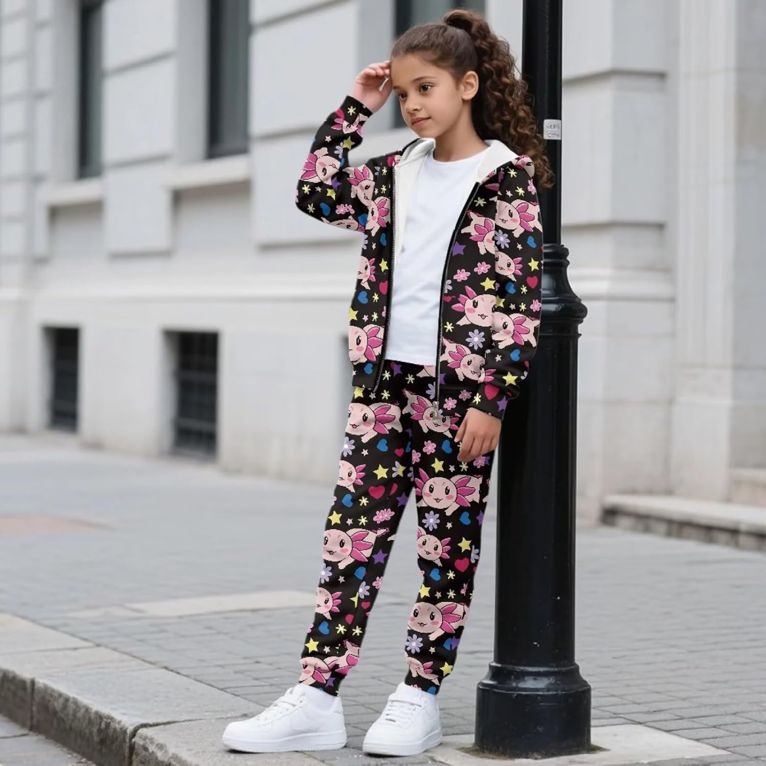 2 Piece Outfits for Boys Zip Up Tracksuit Hoodie and Jogger Set Sweatsuit Loose Comfy Athletic Clothes Sets