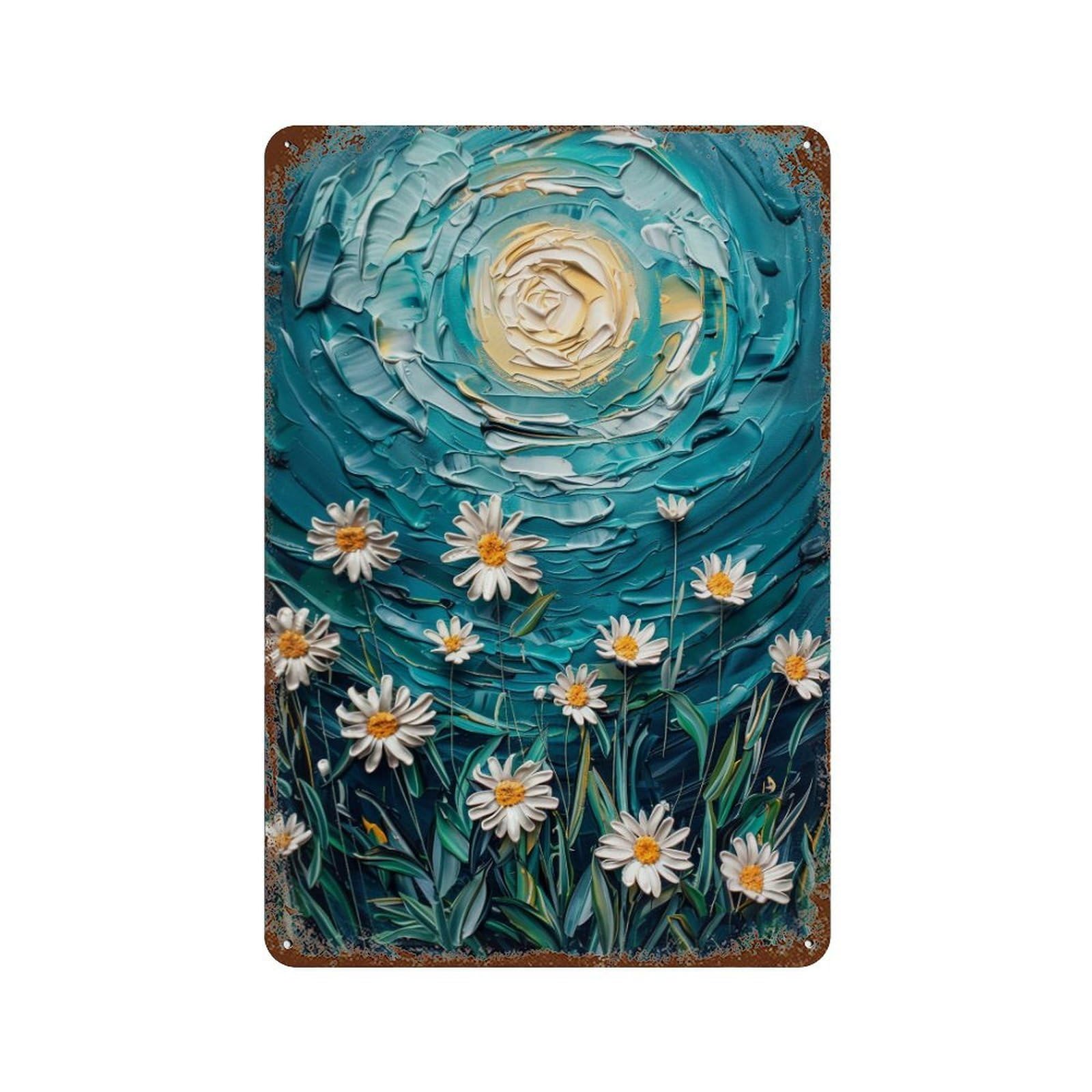 WIHYRTUI Post Impressionist Spiral Night Floral Twig Composition 04 Wall Retro Iron Metal Tin Sign Vintage Art Poster Modern Home Cofffee Club Art Bar Shop Decor Style 30x20cm