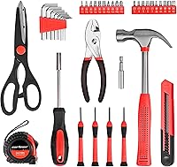 Vista 2 de CARTMAN - Juego de herramientas de 39 piezas, kit general para el hogar con caja de herramientas de plástico, estuche de almacenamiento, con Rojo