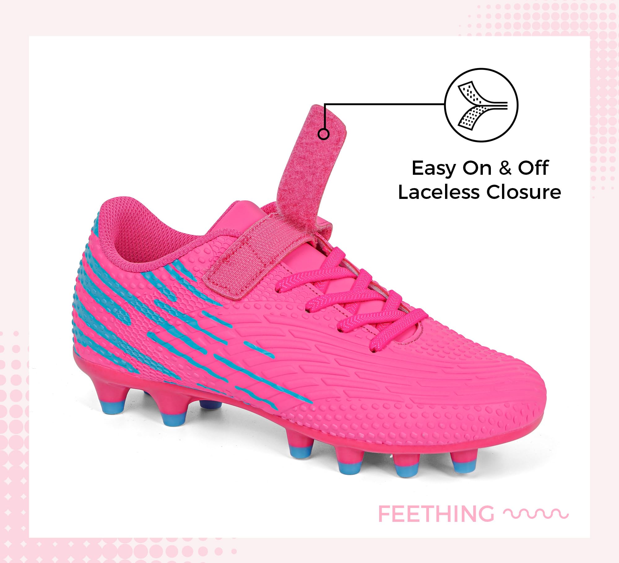 Chaussures d'Entraînement de Football Enfant à Lacets Auto-Agriffants Enfilage Rapide pour S'Entraîner sur Tous Terrains Garçon Fille