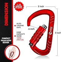 Vista 2 de 12kN (2697 lbs) Heavy Duty Carabiner Clips, for Securing Pets, Outdoor, Camping, Hiking, Hammock, Dog Leash Harness, Keychains