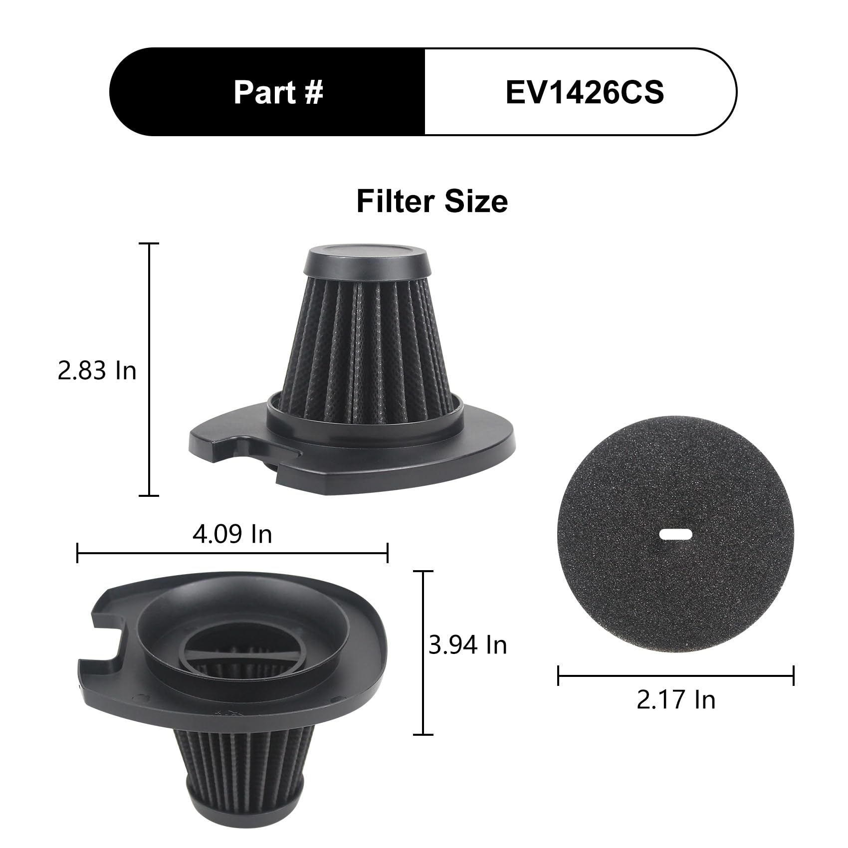 CPAI Replacement Filter Compatible with Dirt Devil EV1426CS EV1520CT 3-in-1 Lightweight Corded Stick Vacuum (4 HEPA Filter 4 Foam Filter)