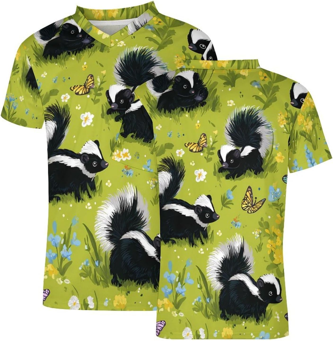 Skunks Flowers Personalized Soccer Jersey Mens T-Shirts Sports Tops | Breathable Mesh Football Fan Custom Uniform Summer Short Sleeve V-neck