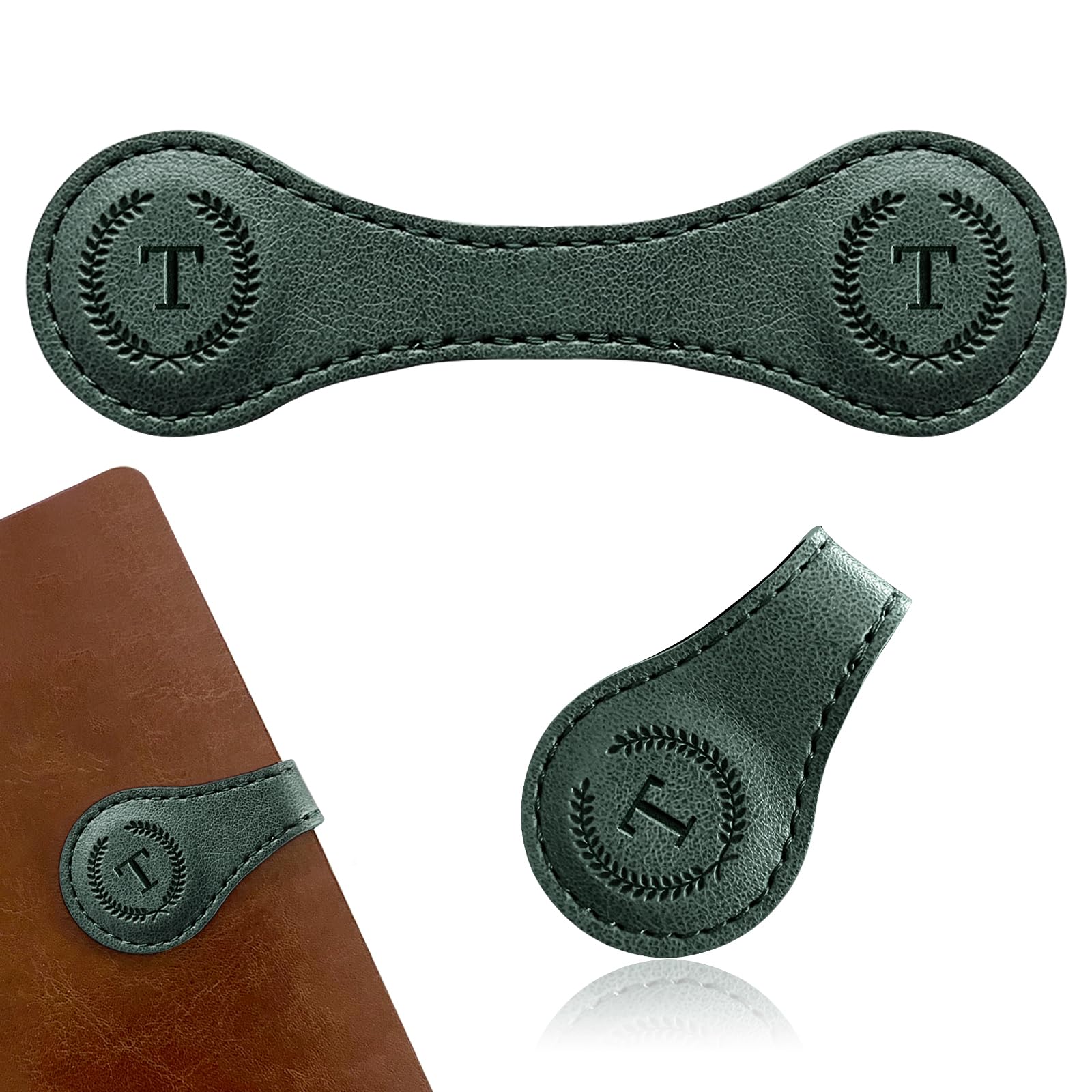 Handmade Personalized Leather Magnetic Bookmark - Custom Initial Letter Design with 26 Alphabet Choices - Durable Bookmark for Readers, Book Lovers,