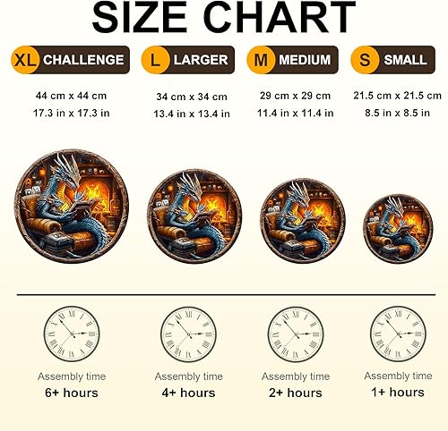 Miniatura 7 de KAAYEE Rompecabezas de madera para adultos, efecto visual 3D, dragón de lectura nocturna familiar, rompecabezas de madera de forma única,