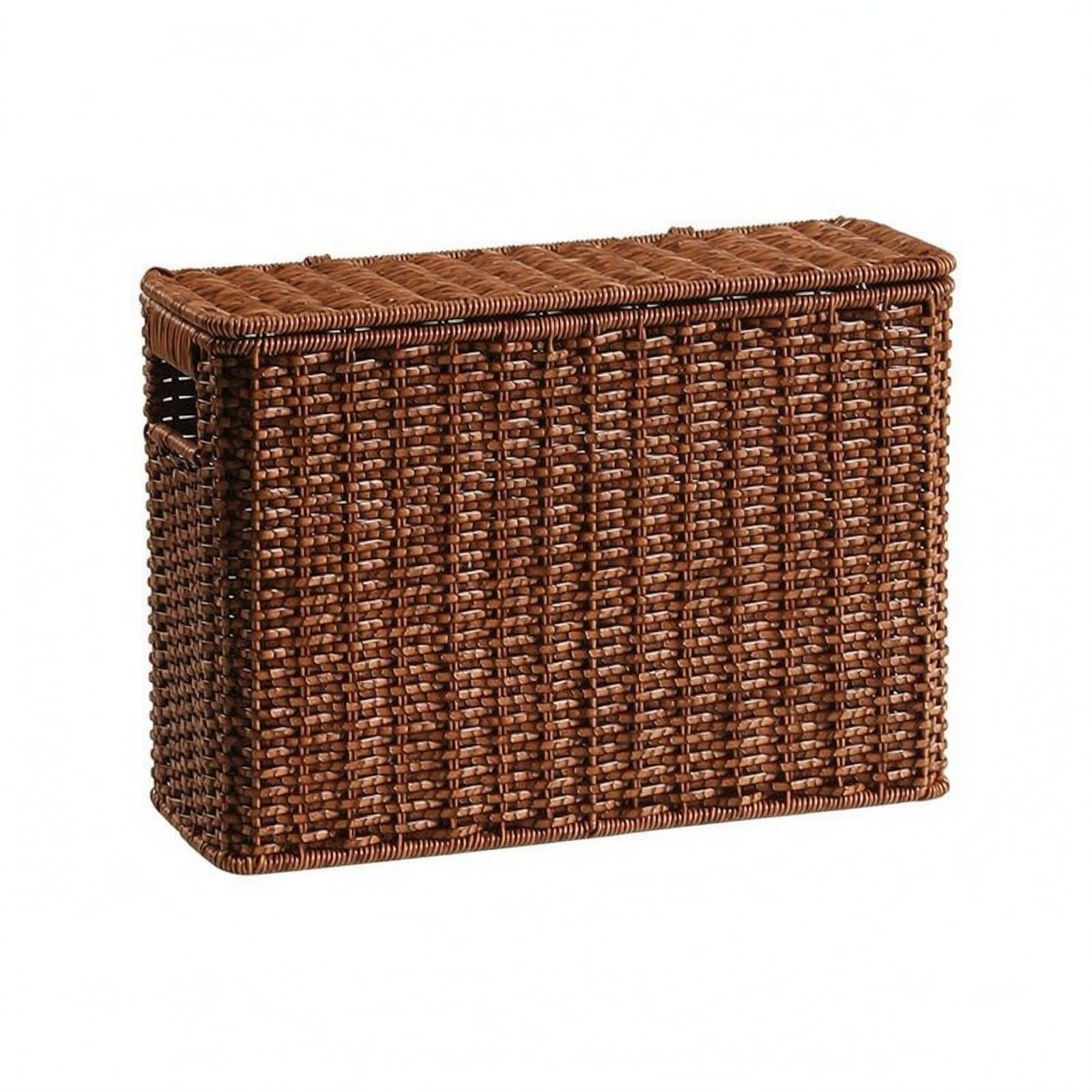 Narrow Tall Storage Basket, Narrow Storage Box Magazine Holder, Natural, S