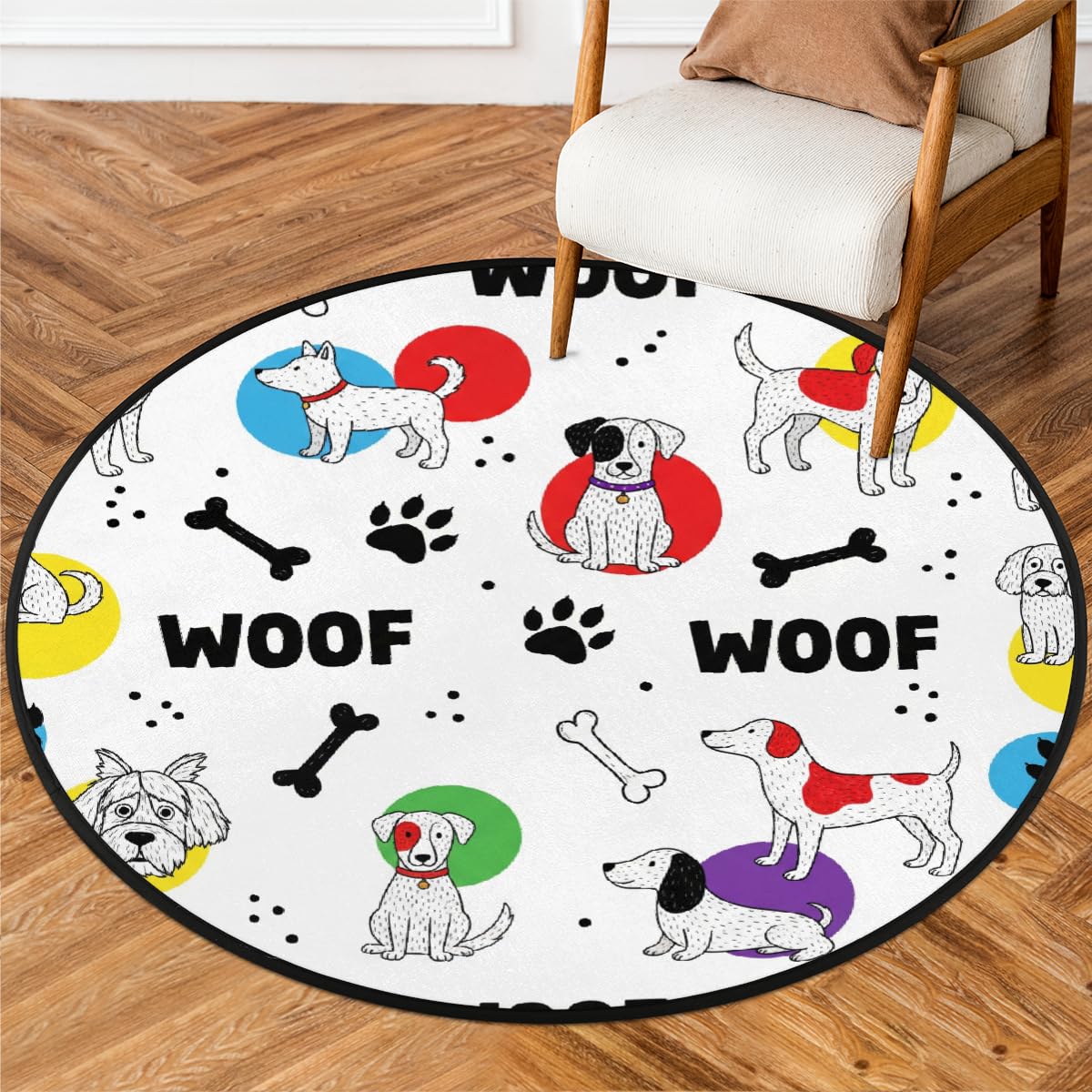 Tapis rond lavable : ne glissez plus sous la table grâce à sa base antidérapante