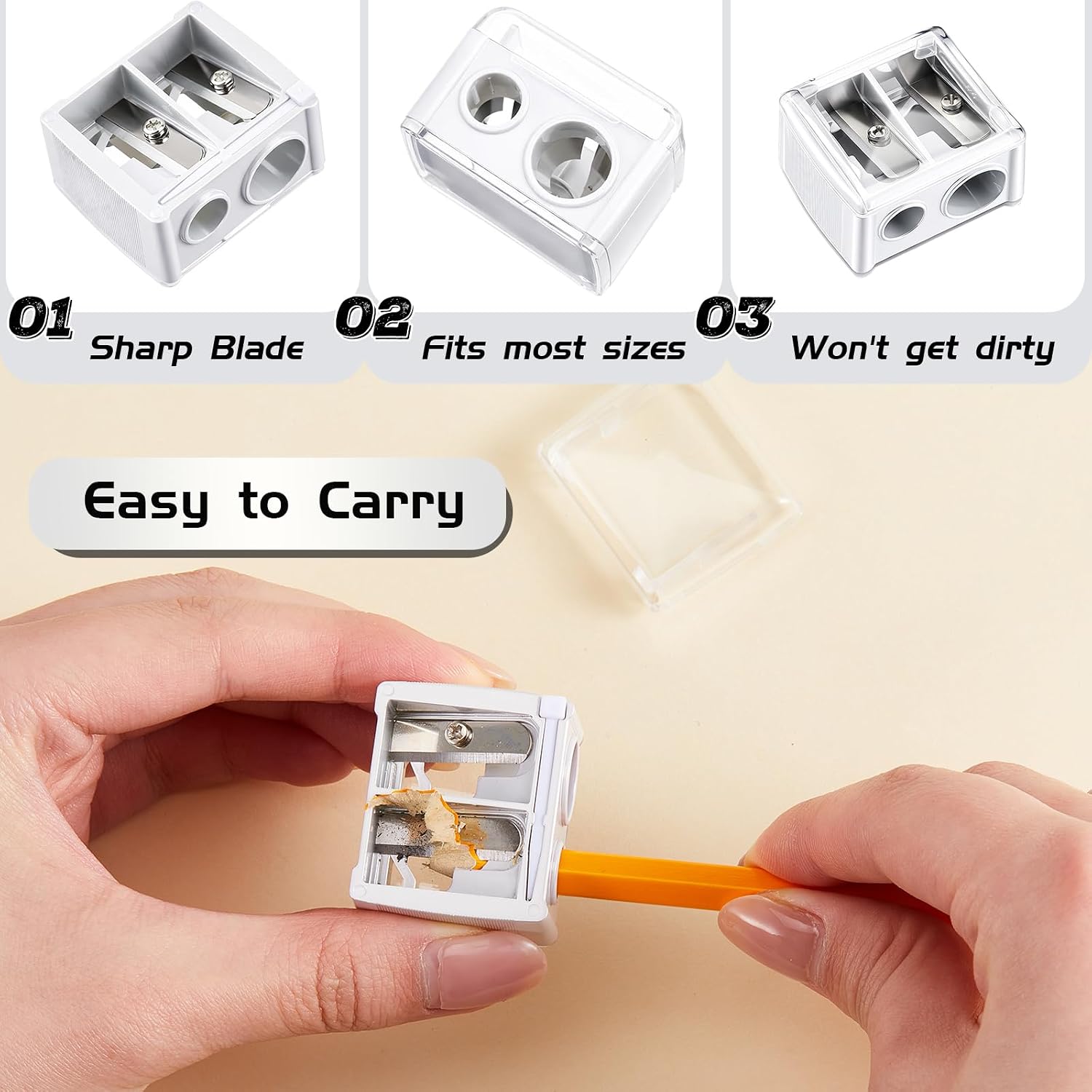 Chuangdi 5 Pcs Makeup Pencil Sharpener for Lip Liner, White,Classic image 3