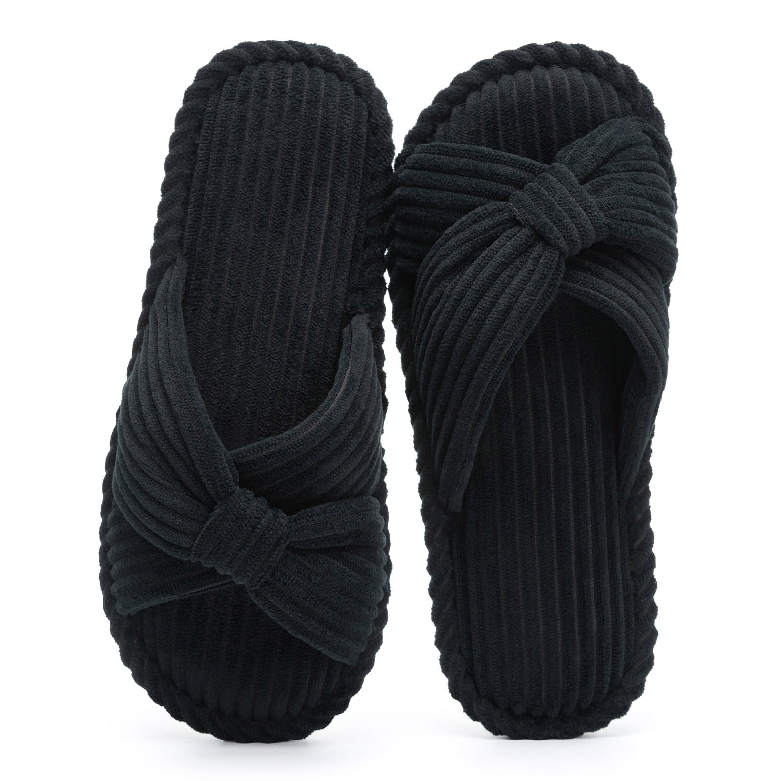 Slippers for Women Memory Foam Bow House Slippers Crossband Open Toe Slides Sandals Shoes Non-slip House Shoes