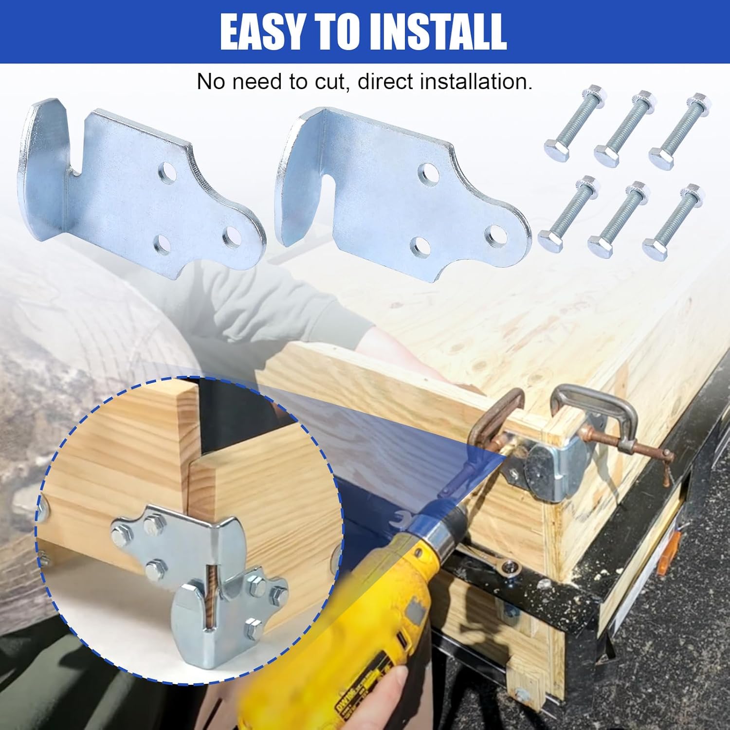 Trailer Wooden Sides Brackets Latch Rack Stake Body Gates Corner - Practical Wooden Bracket Panel Door Latch - with Screws 4 Sets (8 Pcs)