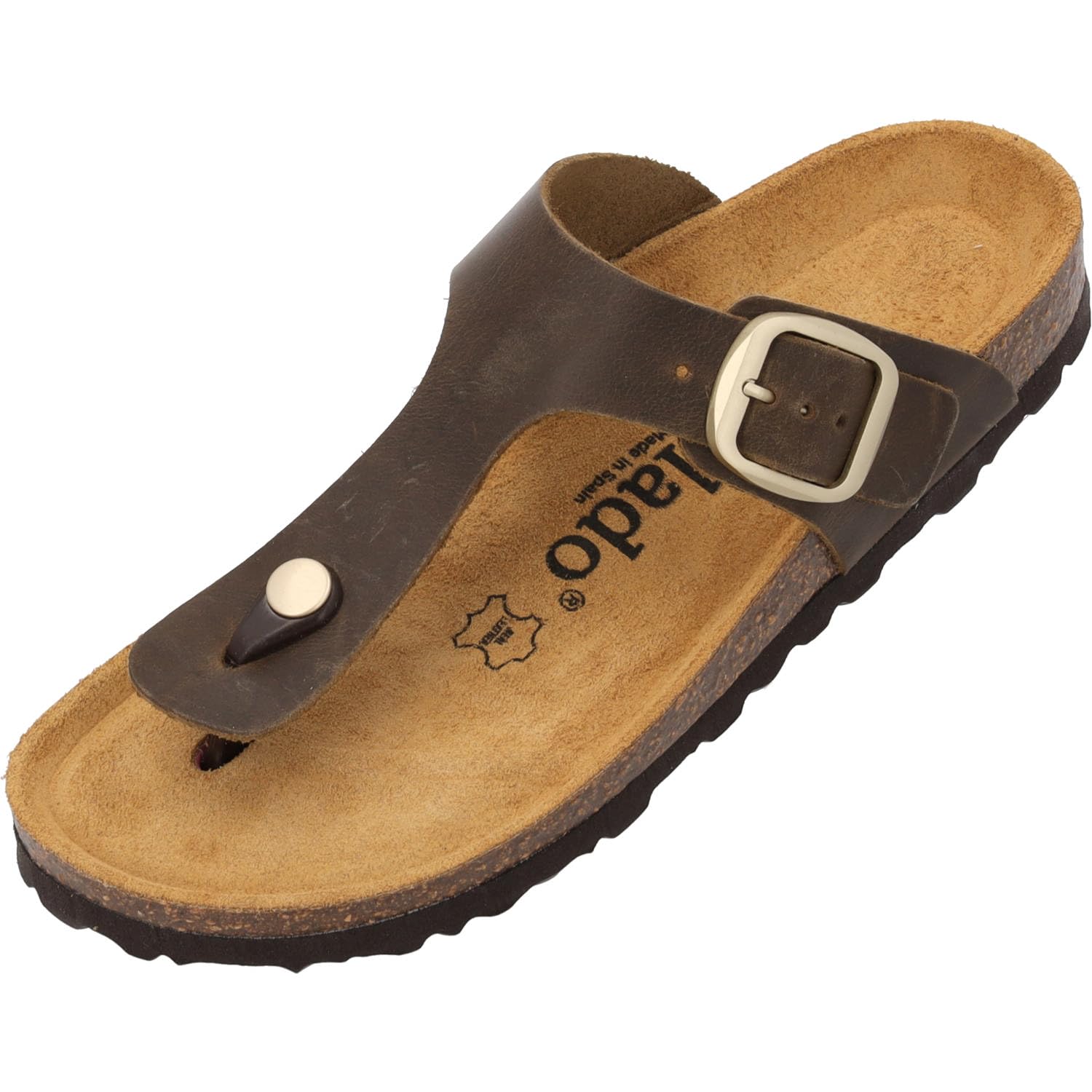 Palado Zehentrenner Damen Kos Denka - bequeme Pantoletten Made in Spanien - elegante Sandalen mit Kork-Fußbett - modische Sommerschuhe