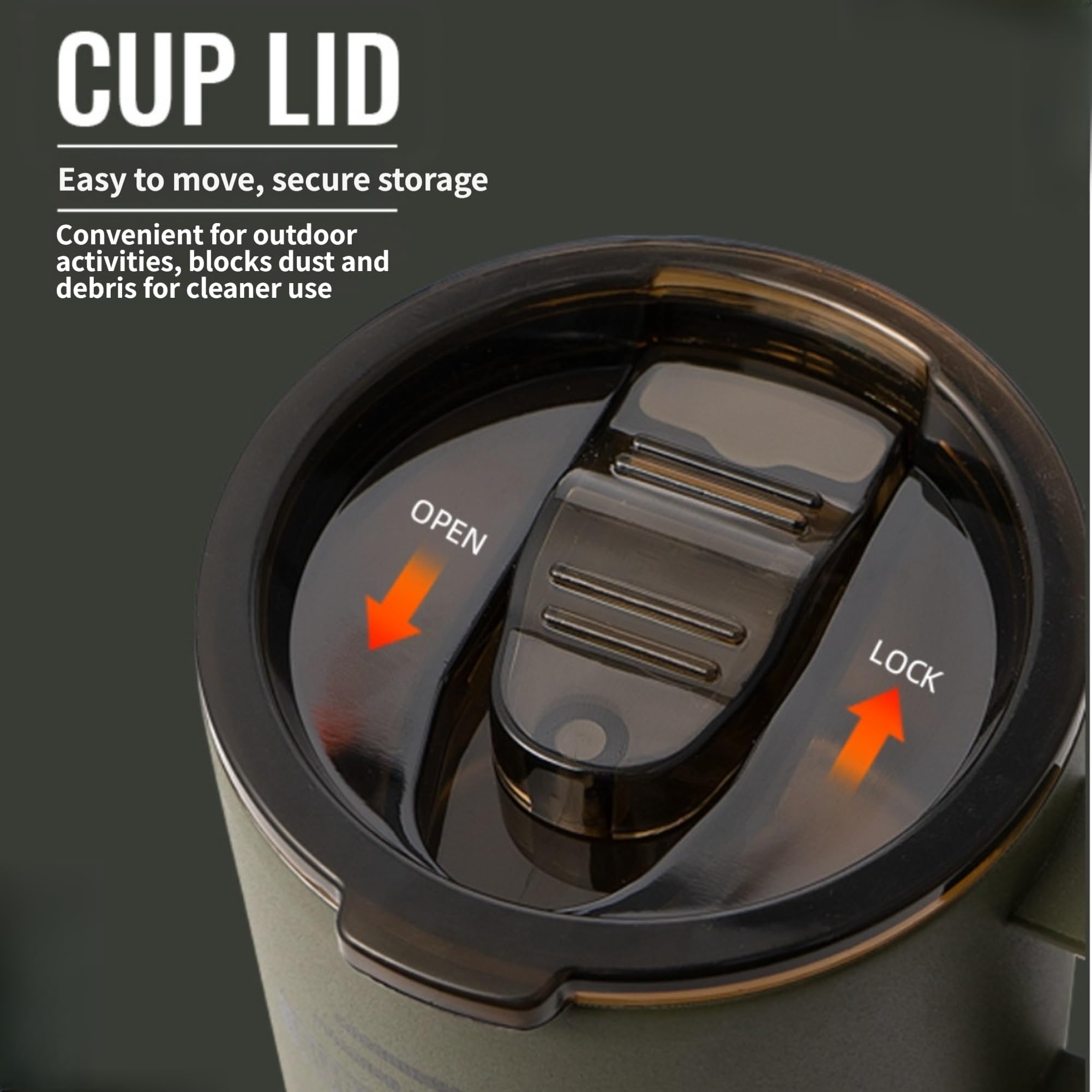 Taza Viaje para acero 304 para portátil con Tapa Segura Taza(Khaki)