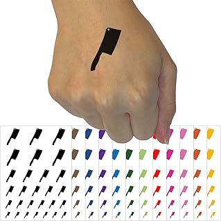 Butcher Knife Cooking Temporary Tattoo Water Resistant Fake Body Art Set Collection - Yellow (One Sheet)