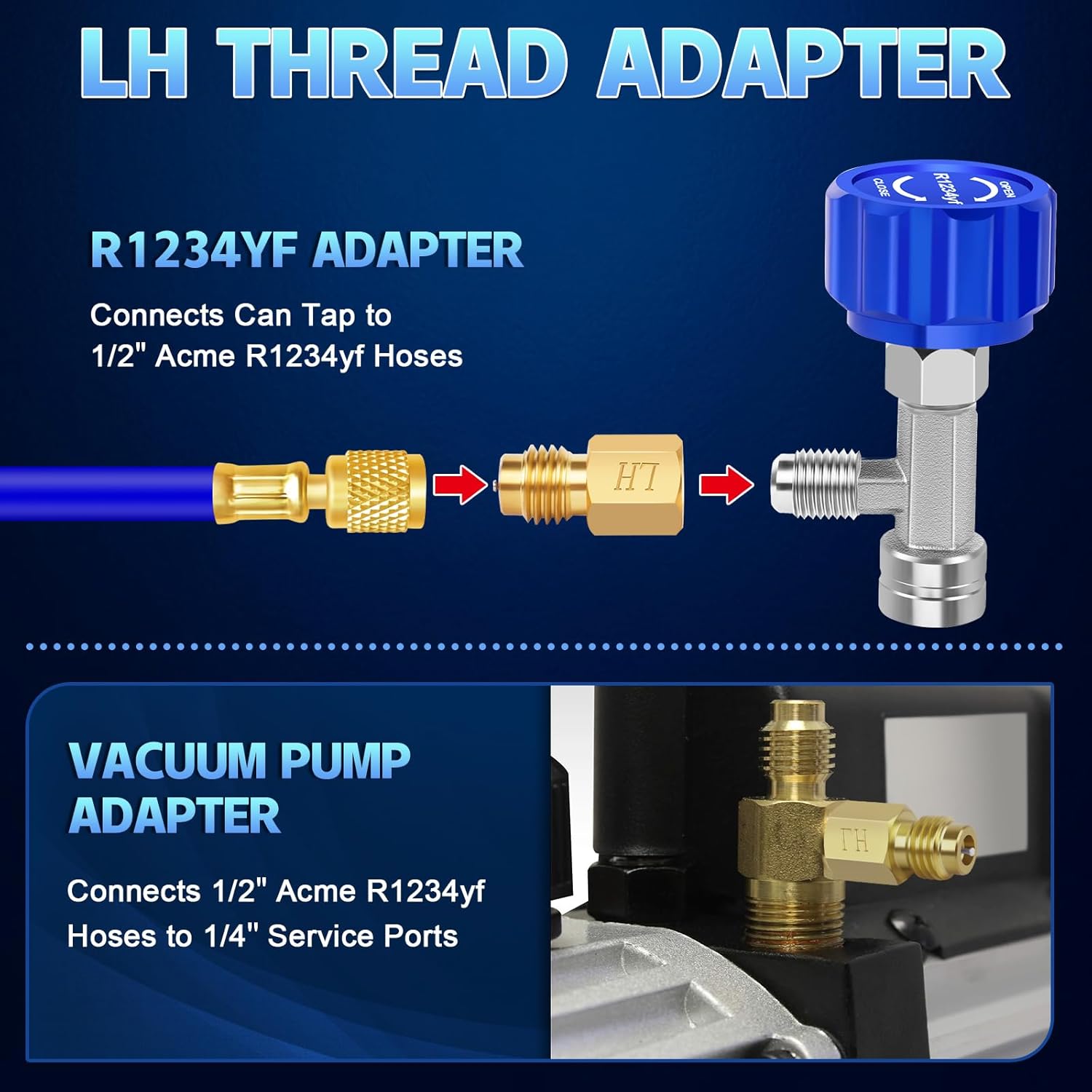 Boltigen R1234YF Can Tap, R1234YF Self-Sealing and Puncture Style Refrigerant Can Tap Valve with Refrigerant Tank Adapters for Automotive Air Conditioning Systems, R-1234yf Refrigerant Tools