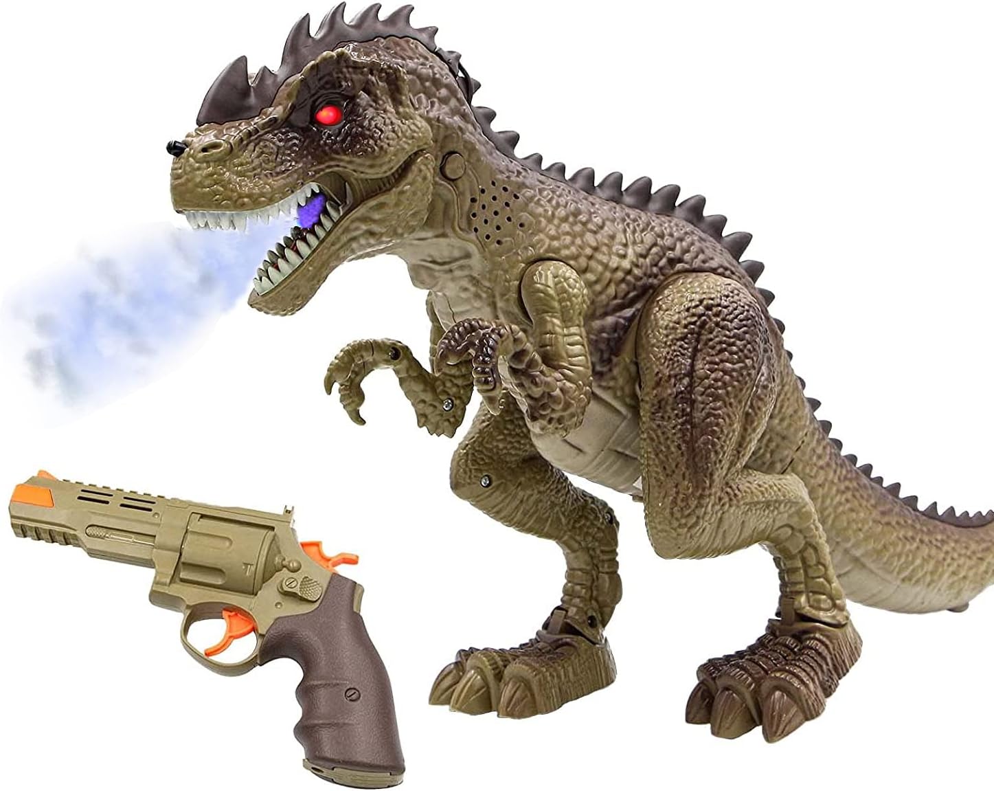 Think Gizmos DinoHunter Dinosaur Toy with Hunting Pistol - Mist Effect from Mouth, Realistic Roaring Sound Effects, Light up Eyes - Fun Jurassic Style Toy For Ages 3+