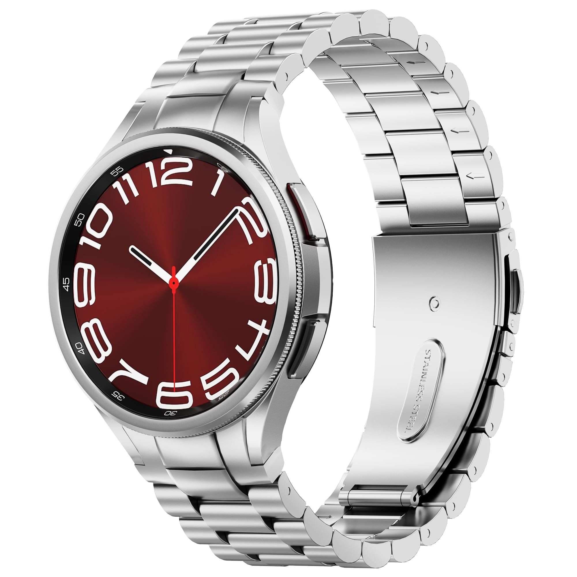 SUNDAREE One Click Cinturino Compatibile con Samsung Galaxy Watch 7/6 Classic 47MM/5 Pro/FE,No Gap Uomo Metallo Acciaio Orologio Cinturini Band per Watch 7/6/5/4 44MM 40MM 43MM 45MM 46MM 42MM,Argento