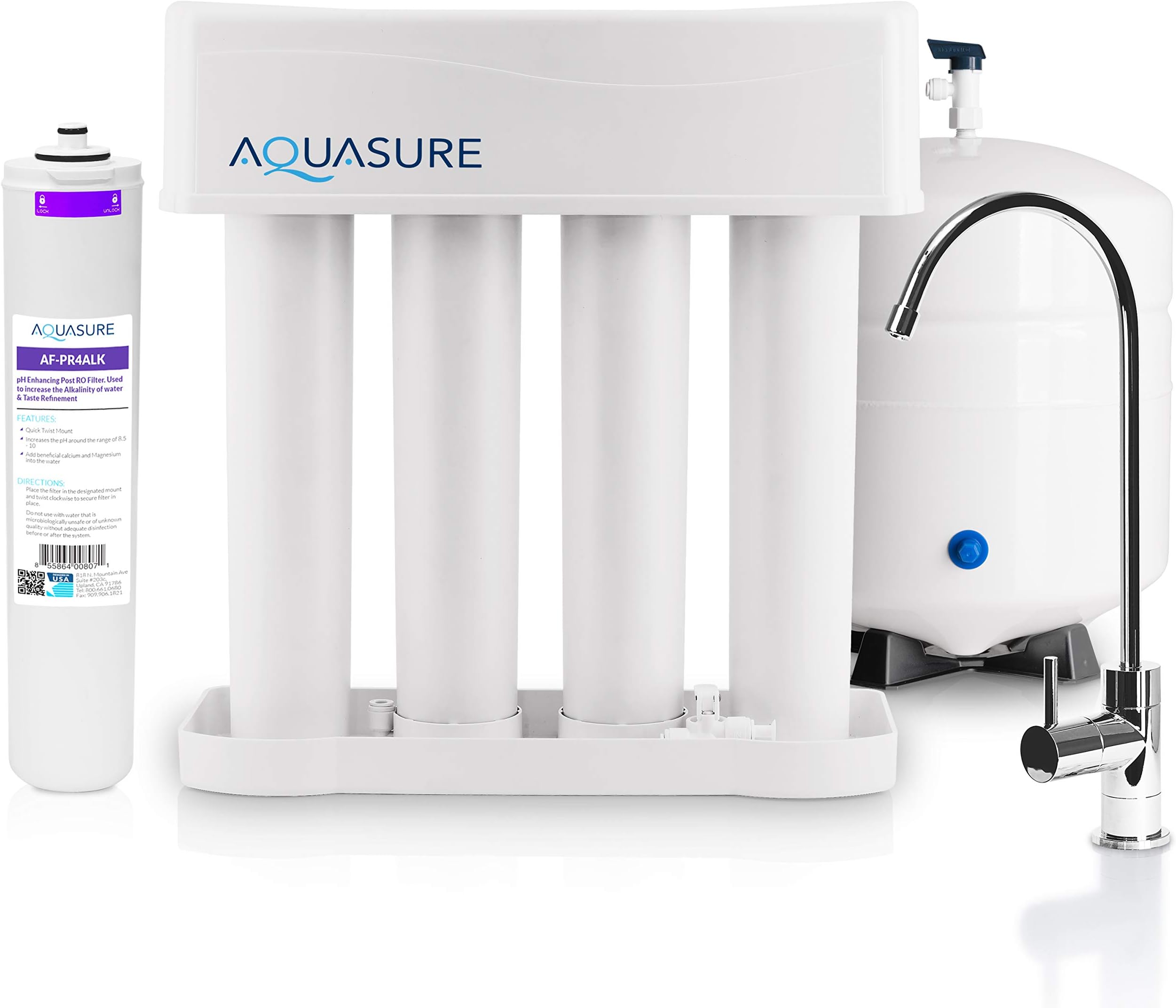 Aquasure Reverse Osmosis Water Purification System, 4-Stage Filtration, NSF Certified, Polypropylene Material, Multicolor