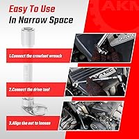 Vista 6 de AKM Juego de llaves para patas de gallo de 3/8 pulgadas, juego de llaves de tuerca abocardada de acero Cr-v de 18 piezas, pata de gallo de tuerca