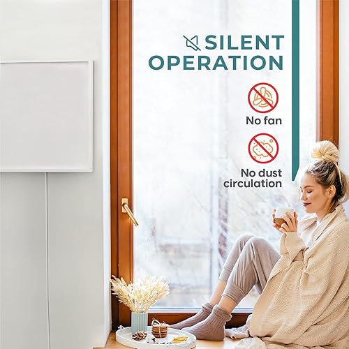 Vista 4 de EconoHome 400W Infrared Wall Heater - with Plugin Stat - Radiant Wall Heaters - Quick & Even Heat Distribution, Silent Fanless Operation, Thin &