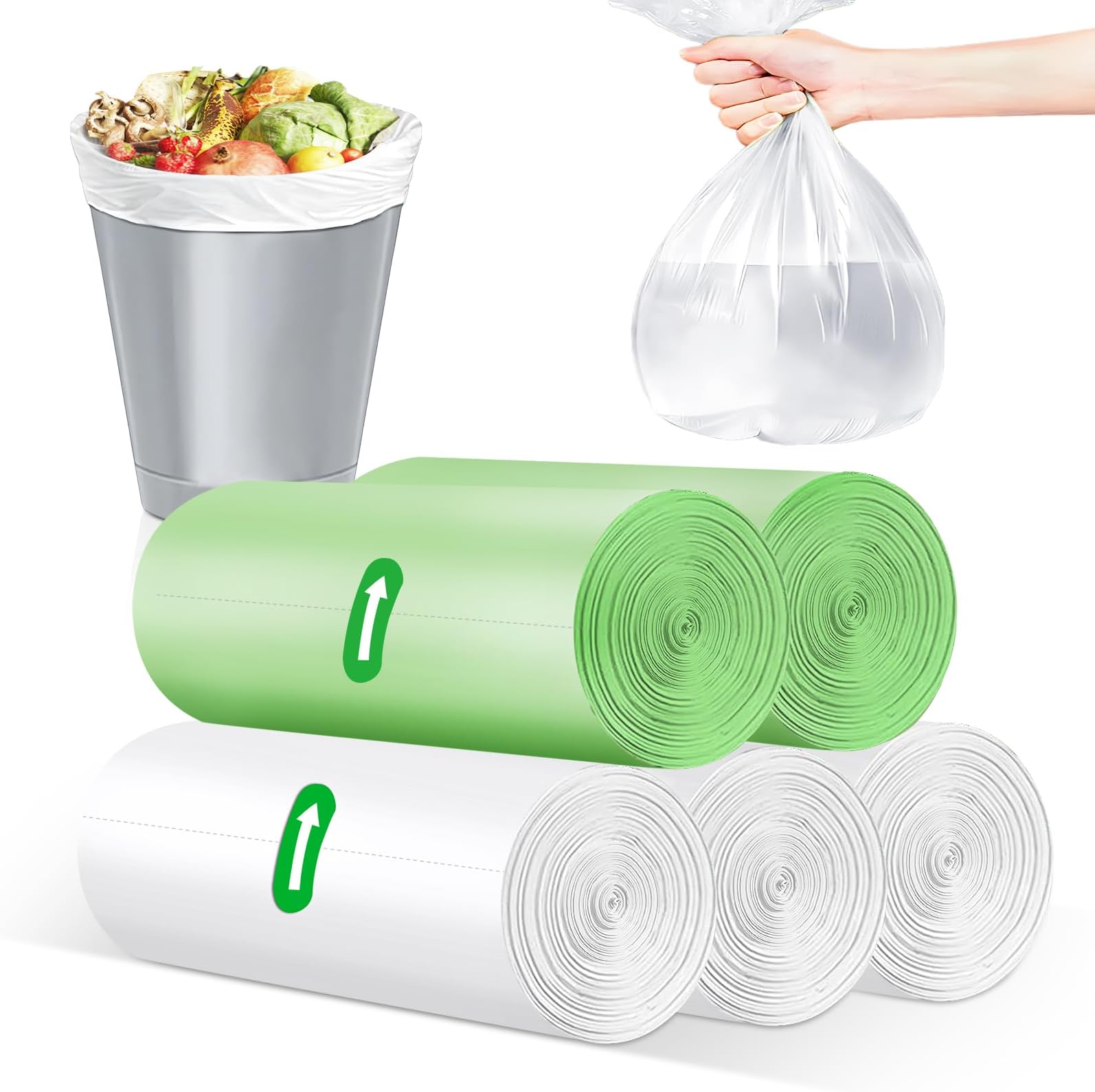 AZLIFEEU 100 Counts Bin Bags, 10L Biodegradable Food Waste Bags, Bulk