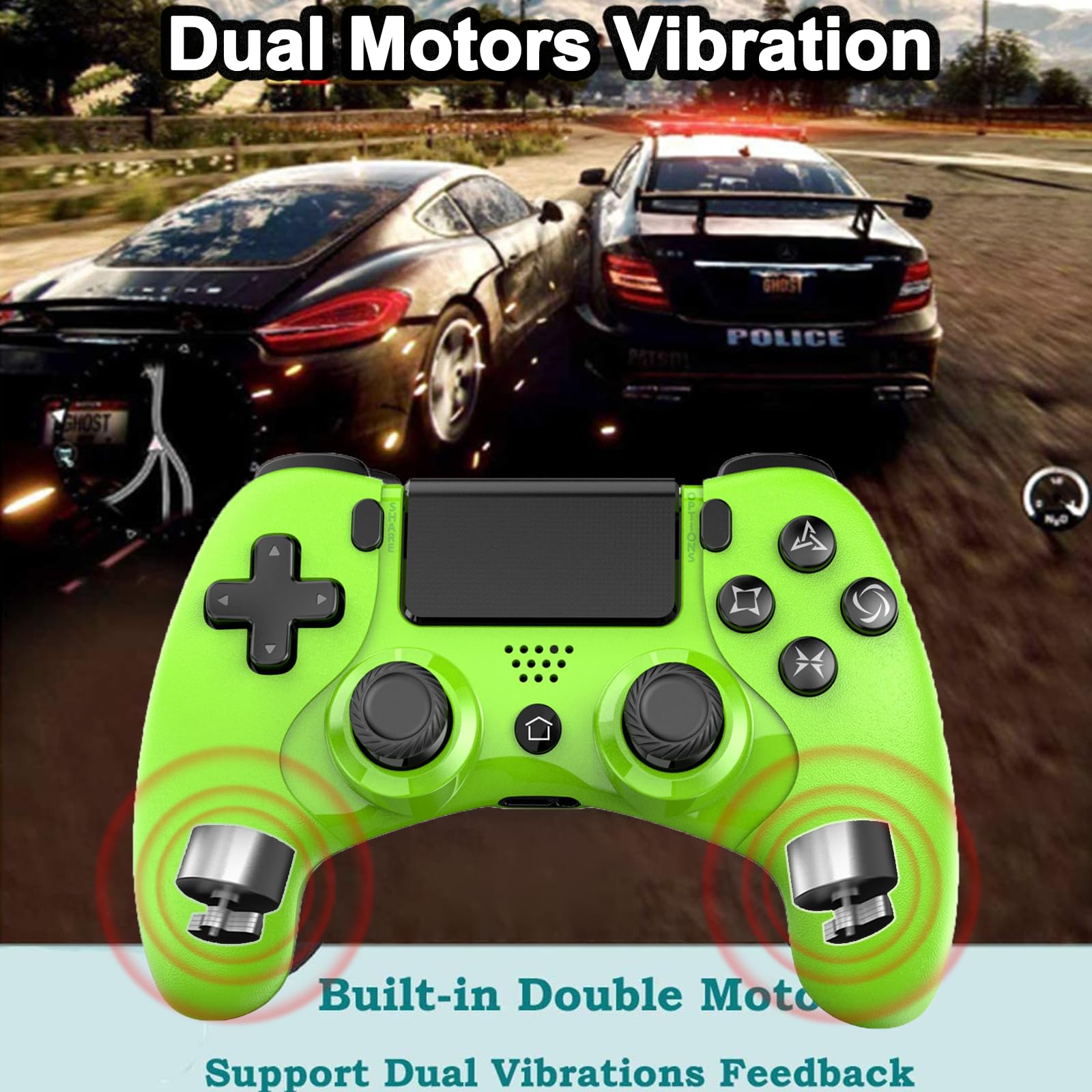 RCCBOOST Mando Inalámbrico Compatible con PS4, Gamepad Mando para P4/PS4 PRO/SLIM y PC, Mando P4 con Doble Vibración, Audio, Giroscopio de Seis Ejes, Pantalla Táctil, 600mah Batería(vert)